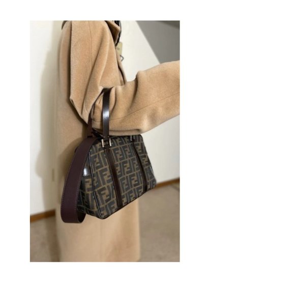 Fendi Handbags - fendi Vintage Handle Zucca Canvas Shoulder Bag